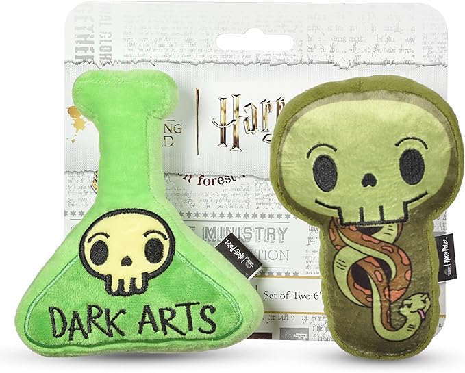 Harry Potter 2 Piece Dog Toy Set 6" Potion Plush Figure Toy and Snake Plush Silhouette Flat Toy | Official Pet Toys and Accessories | Wizardry Potion Dog Toys