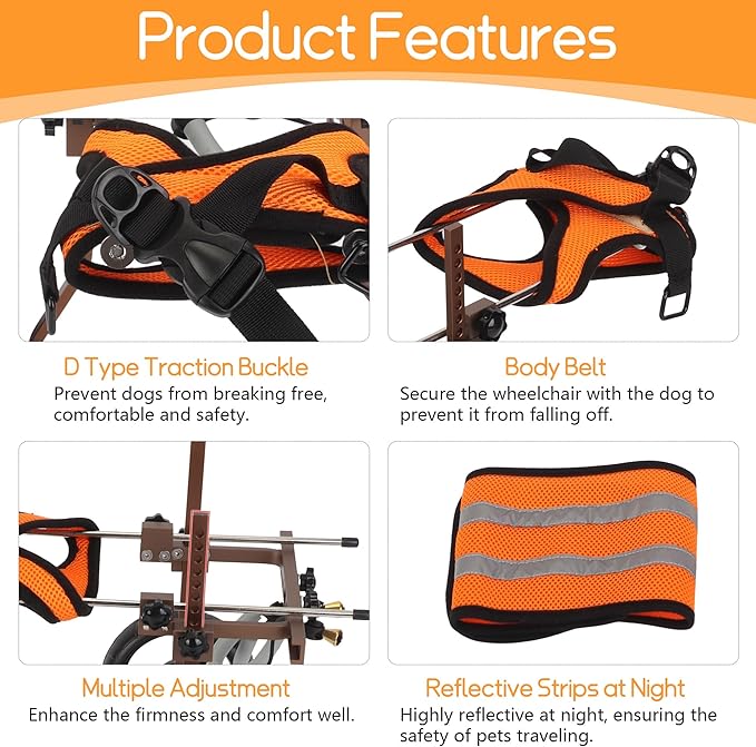Aluminum Small Dog Wheelchair for Back Legs, 10-18lbs Pet Wheelchair, Removable Adjustable Dog Wheelchair, Lightweight Pet Supplies Doggy Wheelchair for Disabled Injured Dog Walking