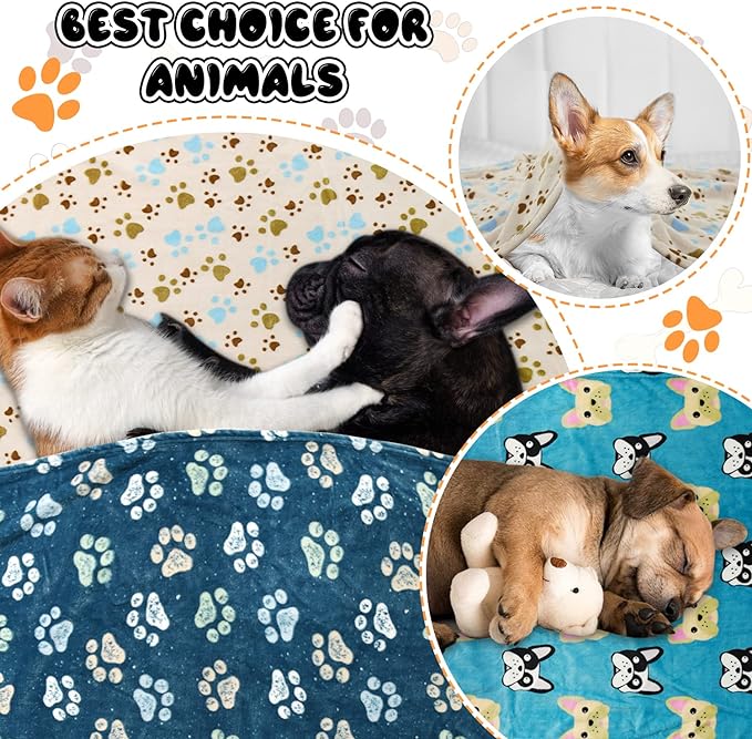 1 Pack 3 Blankets for Dogs Blankets for Medium Dogs Medium Dog Blanket Super Soft Fluffy Premium Fleece Pet Blanket Flannel Throw for Dog Puppy Cat Paw Blanket(30x20 inch)