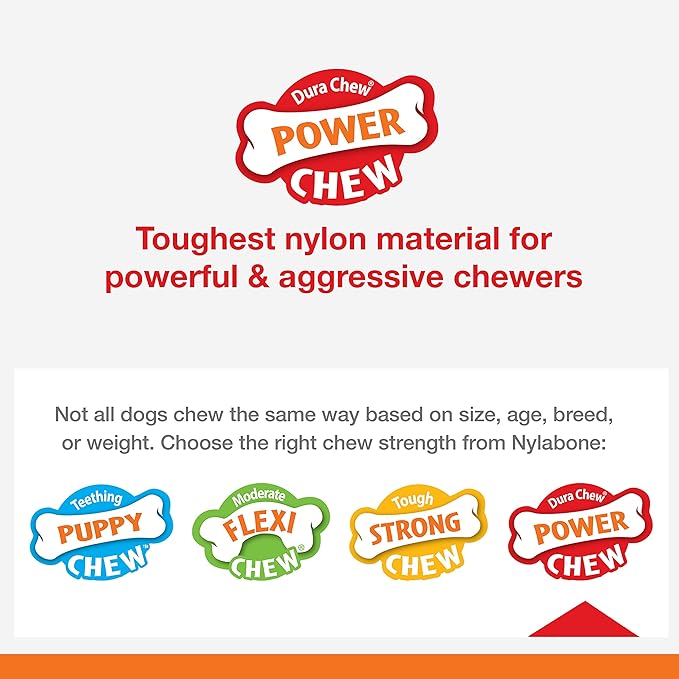 Nylabone Power Chew Classic Bone Chew Toy for Dogs, Durable Dog Toys for Aggressive Chewers, Basted Blast Bacon & Steak Flavor, Small/Regular (2 Count)