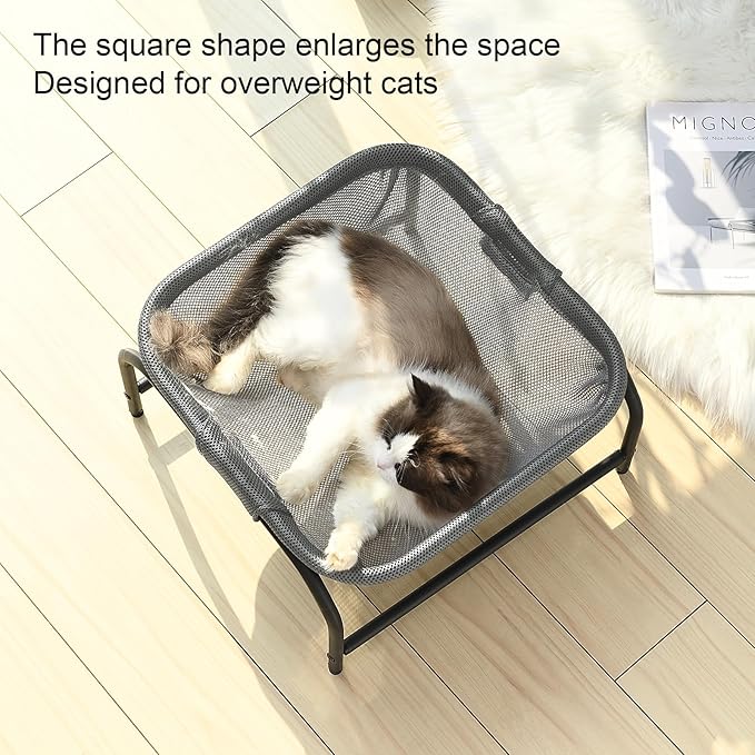 Cat Bed [Designed for Big Cats] Dog Pet Square Hammock Bed Free-Standing Cat Sleeping Bed Cat Supplies Whole Wash Stable Detachable Easy Assembly Indoor Outdoor