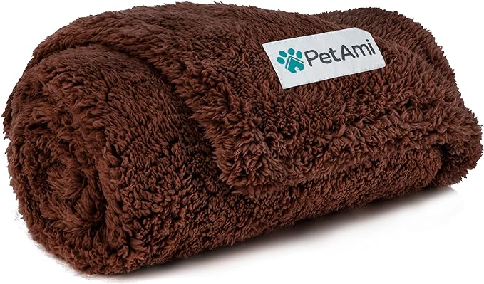 PetAmi Fluffy Waterproof Dog Blanket for Small Medium Dogs, Soft Warm Pet Sherpa Throw Pee Proof Couch Cover, Reversible Cat Puppy Bed Blanket Sofa Protector, Plush Washable Pad (Brown, 29x40)