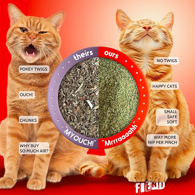 Fiend Catnip for Cats | Safety-Cut 100% Pure Potent Cat Nip (with Sticker) | Ultra Potent and Super Soft Premium Air Dried Soft - Cut Catnip for Cats Catnip - Create a Monster!