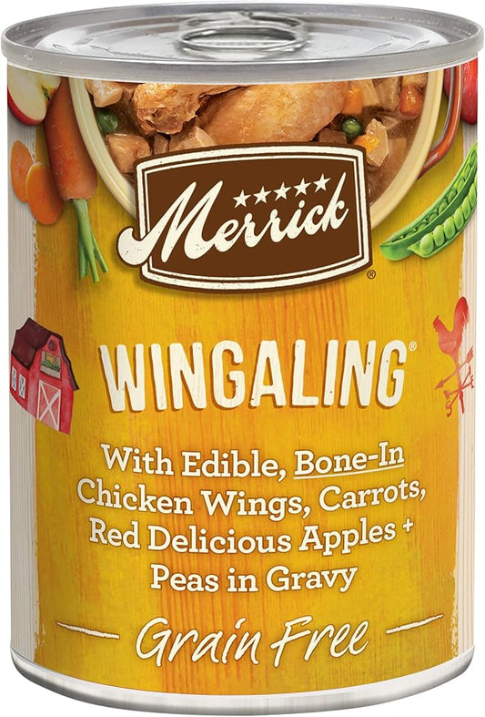 Merrick Grain Free Wet Dog Food, Premium And Wholesome Gluten Free Canned Adult Dog Food, Wingaling Recipe - (Pack of 12) 12.7 oz. Cans