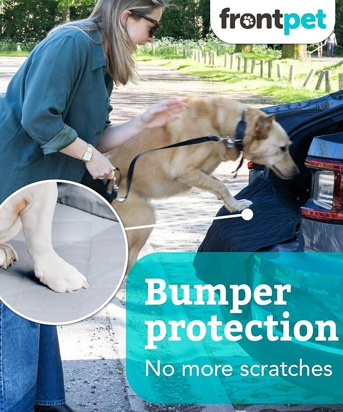 FrontPet SUV Cargo Liner for Dogs - Waterproof Pet Trunk Cargo Cover Mat for SUVs Sedans with Bumper Flap Protector - Trunk Cover, Non-Slip Pet Cargo Liner, Trunk Liner (XXL 58" x 58") UPGRADED 2024