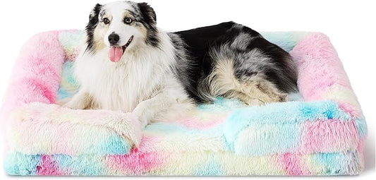 Bedsure Orthopedic Dog Bed for Extra Large Dogs - XL Washable Calming Dog Sofa Beds Large, Supportive Foam Pet Couch Bed with Removable Cover, Waterproof Lining and Nonskid Bottom, Multi Color