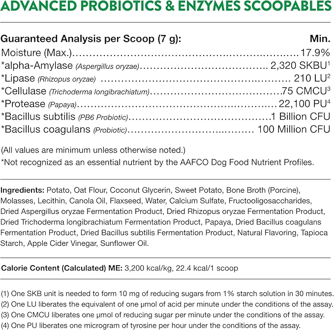 NaturVet Scoopables Advanced Probiotics for Dogs - Chewable Dog Probiotics & Digestive Enzymes - Support a Healthy Gut for Your Pet - Hickory Smoked Bacon Flavor | 11oz Bag