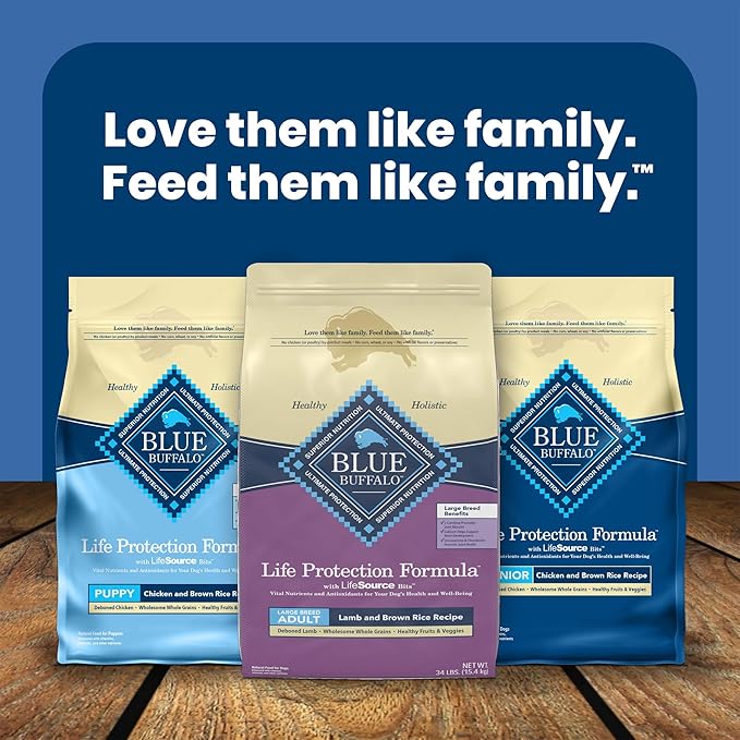 Blue Buffalo Life Protection Formula Large Breed Adult Dry Dog Food, Promotes Joint Health and Lean Muscles, Made with Natural Ingredients, Lamb & Brown Rice Recipe, 34-lb. Bag