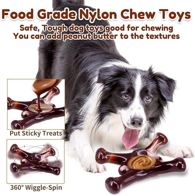 Dog Chew Toys for Aggressive Chewers, Heavy Duty Dog Toy, Real Bacon Flavored, Dog Toys for Aggressive Chewers, Dog Toys for Medium Large Dogs, Tough Dog Toys to Keep Them Busy