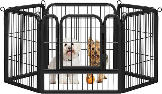 Yaheetech Dog Playpen Outdoor, 6 Panel Dog Fence 24" Pet Pen for Large/Medium/Small Dogs Heavy Duty Pet Exercise Pen for Puppy/Cat/Rabbit/Small Animals Portable Playpen for RV/Camping/Garden/Yard