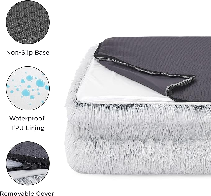 Bedsure Orthopedic Dog Bed for Medium Dogs - Calming Waterproof Dog Sofa Beds Medium, Supportive Foam Pet Couch Bed with Removable Washable Cover, Waterproof Lining and Nonskid Bottom, Misty Grey