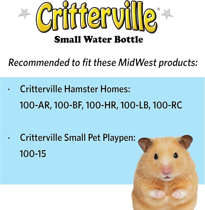 MidWest Homes for pets Small Animal Water Bottle | Ideal for Hamsters, Mice, Guinea Pigs & Rabbits, Small Water Bottle | Hamster