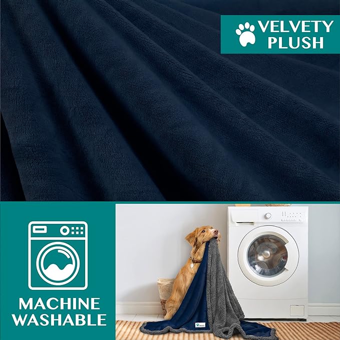 PetAmi Dog Blanket for Medium Large Dogs, Pet Bed Blanket Cat Puppy Kitten, Fleece Furniture Couch Cover Protector Sofa Car, Soft Sherpa Dog Throw Plush Reversible Washable, 40x60 Blue