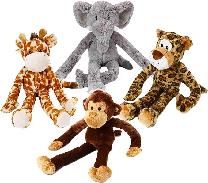 Swingin Safari 19-Inch Large Plush Dog Toy with Extra Long Arms and Legs with Squeakers