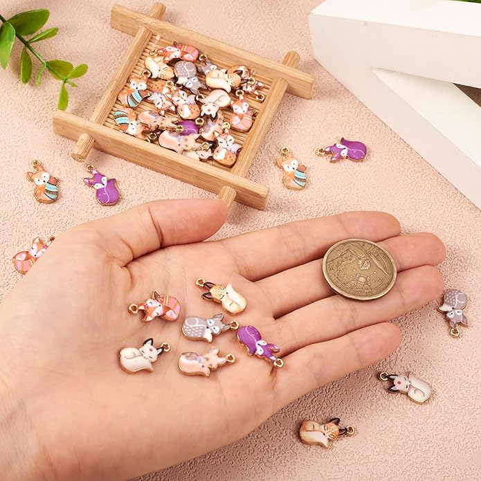 Enamel Animal Theme Charm Flower Cattle Head Cat Butterfly Fox Tortoise Charms Pendants for Earring Necklace Bracelet Keychain Jewelry Craft Making