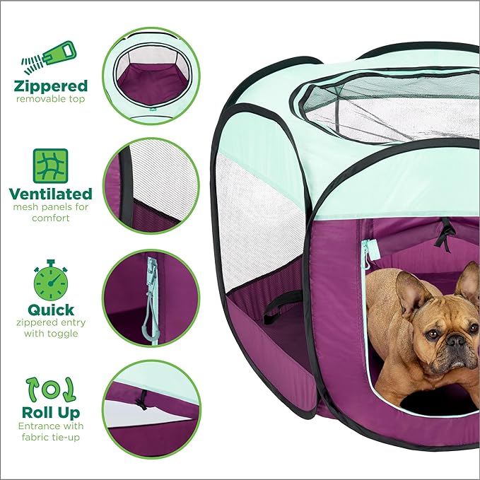 Furhaven Pop Up Playpen Pet Tent Playground - Purple, Extra Large