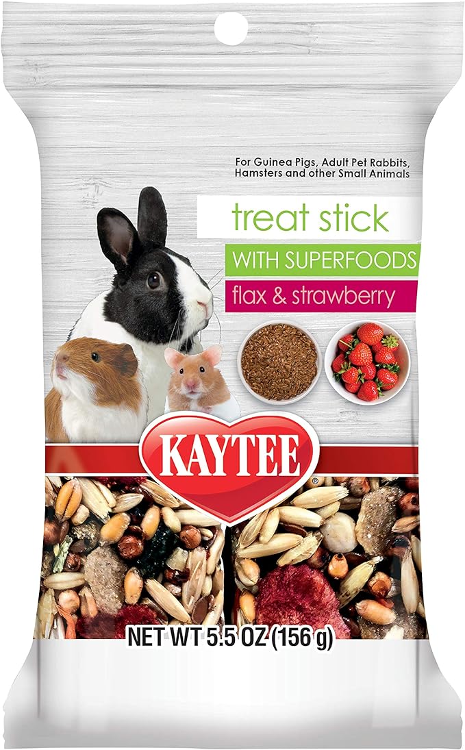 Kaytee Small Animal Treat Stick with Superfoods, Strawberry & Flax Seed, 5.5 oz