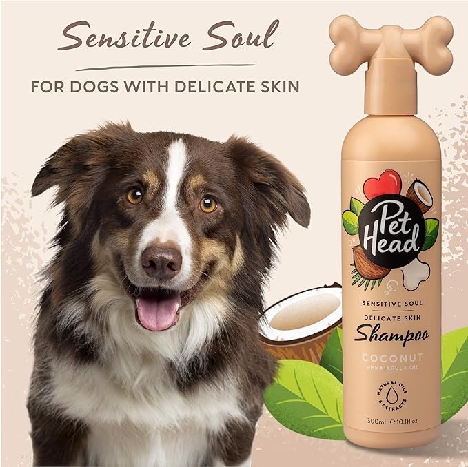 Sensitive Soul Shampoo for Dogs with Sensitive Skin 16fl oz. Coconut Scent. Hypoallergenic and Moisturizing Dog Shampoo, Natural and Vegan Ingredients. Gentle Formula for Puppies. Made in USA
