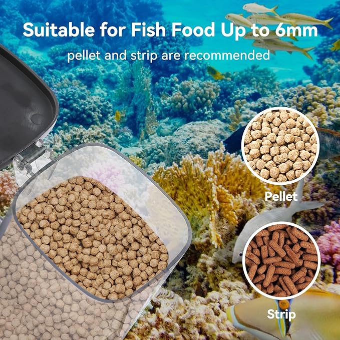 Automatic Fish Feeder for Large Aquarium Automatic Dispenser Spiral-Push Type Large Volume for Vacation