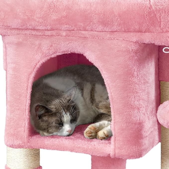 Yaheetech 23.5in Cat Tree Tower, Cat Condo with Sisal-Covered Scratching Posts, Cat House Activity Center Furniture for Kittens, Cats and Pets - Pink