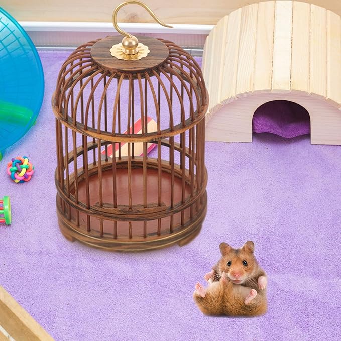 BESPORTBLE Pet Cage Round Birdcages Outdoor Decorative Bird Cage Wood Hamster Cage for Small Parakeet Cage Hanging Cage for Bird Wooden Bird Nest