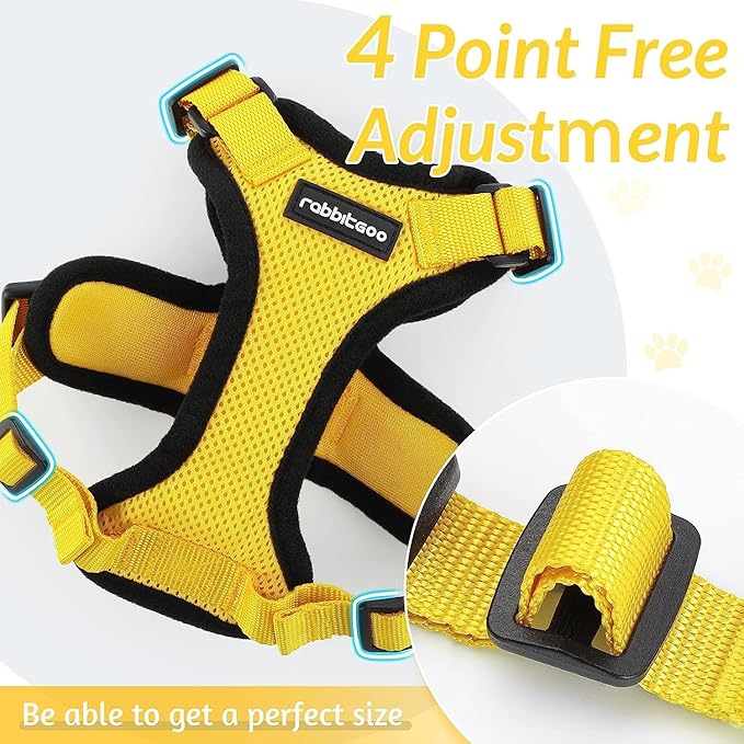 rabbitgoo Cat Harness and Leash for Walking, Escape Proof Soft Adjustable Vest Harnesses for Cats, Easy Control Breathable Reflective Strips Jacket, Yellow, M