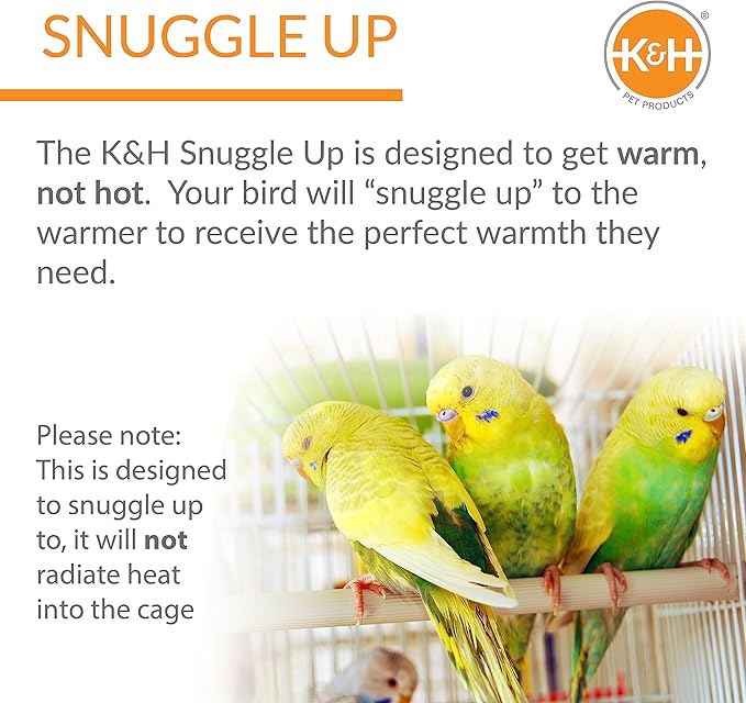 K&H Pet Products Snuggle-Up Bird Warmer, Caged Bird Heater for Medium/Large Exotic Birds Like Cockatoos, Macaws, African Grays, Bird Heater for Cage - Gray Large 4 X 7 Inches