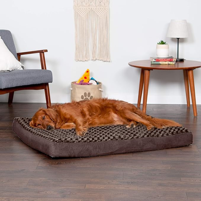 Furhaven Memory Foam Dog Bed for Large Dogs w/ Removable Washable Cover, For Dogs Up to 95 lbs - Ultra Plush Faux Fur & Suede Mattress - Chocolate, Jumbo/XL