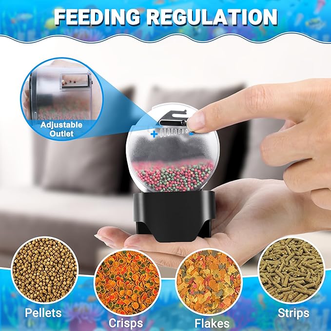 Ycozy Automatic Fish Feeder for Aquarium Auto Food Dispenser with Timer for Small Tank, Aquariums - Battery/Plug-in Powered Feeders for Goldfish/Koi/Turtle, Resun AF2020