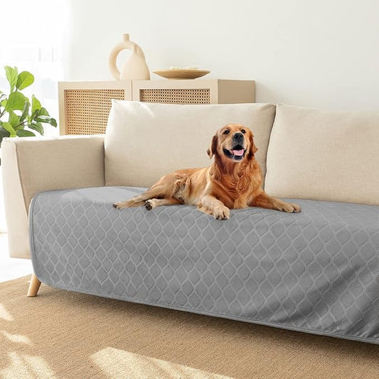 fuguitex Waterproof Dog Blanket Bed Cover Dog Crystal Velvet Moroccan Fuzzy Cozy Plush Pet Blanket Throw Blanket for Couch Sofa(30 * 70 inch, Light grey+Grey)