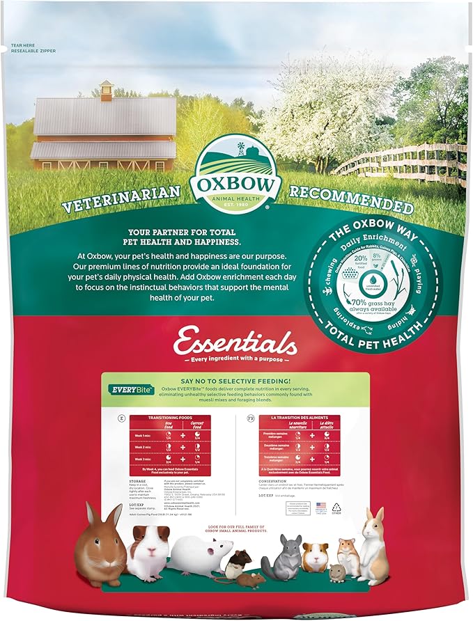 Oxbow Essentials Adult Guinea Pig Food - All Natural Adult Guinea Pig Pellets- No Artificial Ingredients- Veterinarian Recommended- All Natural Vitamins & Minerals- Made in the USA - 25 lb.