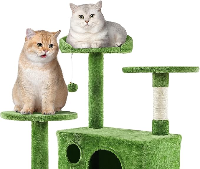 Yaheetech 70in Multi-Level Cat Tree Tall Cat Tower Cat Furniture with Condo, Scratching Posts & Dangling Ball for Indoor Cats Activity Center, Green