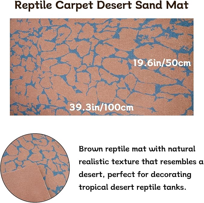 BNOSDM Reptile Carpet Pet Desert Mat Terrarium Liner Bedding Mats Reversible Substrate for Lizard Gecko Tortoise Snake Chameleon Bearded Dragon 39.3x19.6IN