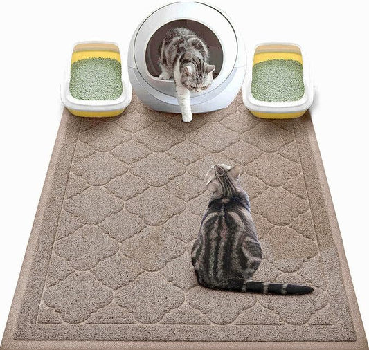 WePet Cat Litter Box Mat, Kitty Premium PVC Pad, Durable Trapping Rug, Phthalate Free, Urine-Resistant, Scatter Control, XXL 47 x 36 Inch, Champagne