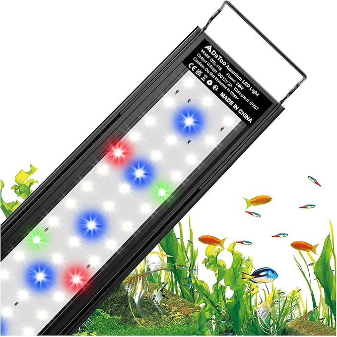 Aquarium LED Light Full Spectrum Fish Tank Lights White Blue Red Green Multi-Color LEDs Extendable Aquarium Light for 46 Inch to 52 Inch Fish Tanks