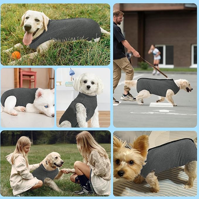 AURUZA Dog Recovery Suit After Surgery, Soft Breathable Dog Onesie for Surgery Female Male, Anti Licking Dog Surgical Suit (Grey,XL)