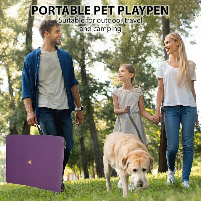 Pet Puppy Dog Playpen, kitten Playpen Indoor/Outdoor, Portable Dog Play Pen Tent Crates Cage for Medium Dog and Cat, Foldable Pop Up Dog Kennel Playpen with Waterproof Bottom & Top Cover, Purple