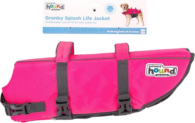 Outward Hound Granby Splash Pink Dog Life Jacket, Large