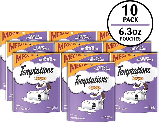 Temptations Classic Treats for Cats Creamy Dairy Flavor 6.3 Ounces (Pack of 10)
