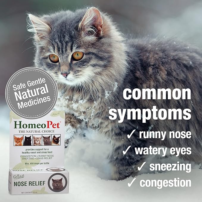 HomeoPet Feline Nose Relief, Natural Nasal and Sinus Medicine for Cats, Pet Medicine, 15 Milliliters