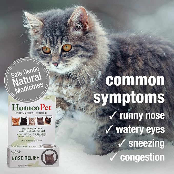 HomeoPet Feline Nose Relief, Natural Nasal and Sinus Medicine for Cats, Pet Medicine, 15 Milliliters