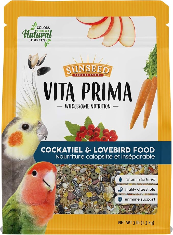 Sunseed Vita Prima Wholesome Nutrition, Cockatiel & Lovebird Food, 3 lb