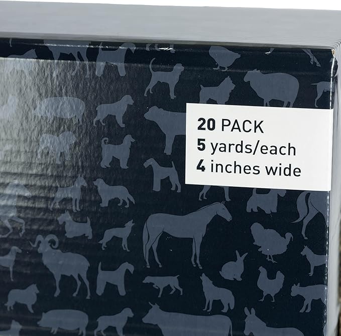 Equinavia 20 Pack Self Adhesive 4 Inch Vet Wraps with Easy-Dispenser Case | Bandages for Horses, Pets, Sports, Tattoo - Black - 20 x 5 yd - Blue - 20 x 5 yd