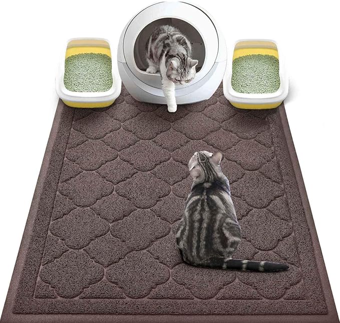 WePet Cat Litter Box Mat, Kitty Premium PVC Pad, Durable Trapping Rug, Phthalate Free, Urine-Resistant, Scatter Control, XXL 47 x 36 Inch, Brown