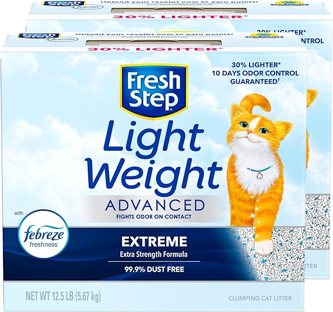 Fresh Step Clumping Cat Litter, Advanced, Extreme Odor Control, Extra Large, 25 Pounds total, (2 Pack of 12.5lb Boxes)