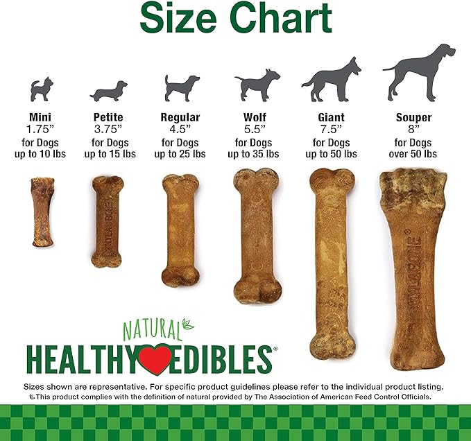 Nylabone Healthy Edibles Natural Dog Chews Long Lasting Roast Beef Flavor Treats for Dogs, Small/Regular (3 Count)