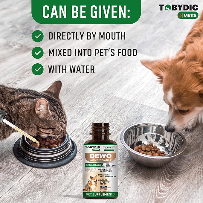 Broad Spectrum Herbal Medicine with Probiotic for Cats & Dogs - Prevention & Treatment Helps to Remove Toxins and Parasites -Medication & Supplement Drops - Made in USA