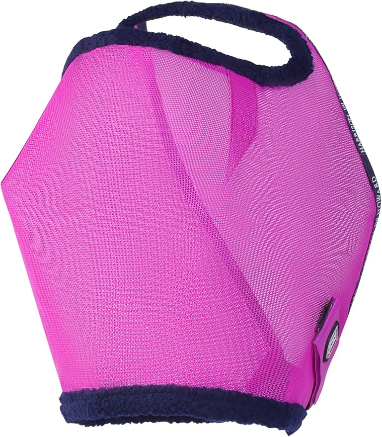 Harrison Howard All Round Mesh Horse Fly Mask UV Protective with Fleece Padded Edging Purple M