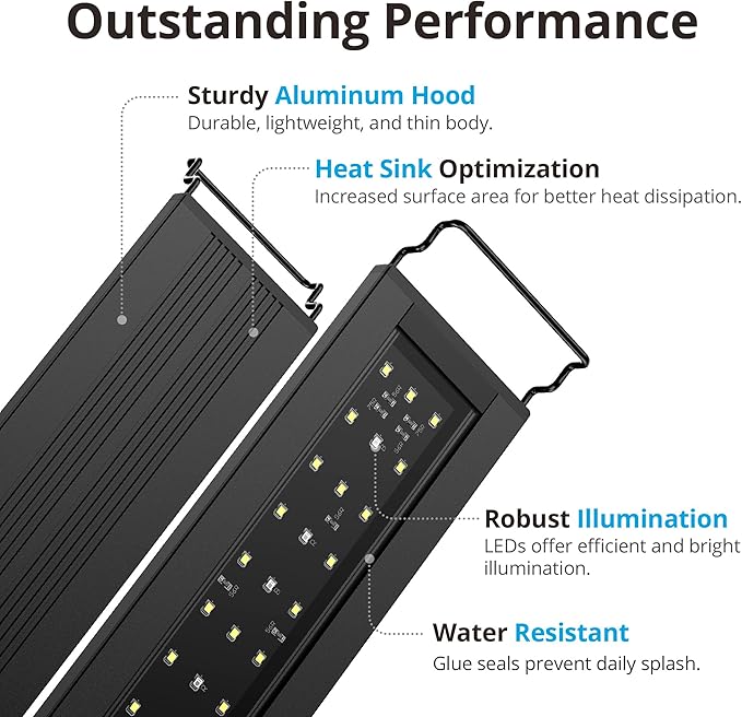 NICREW C10 Plants LED Aquarium Light, 18-24 in, 13 Watts, Full Spectrum Fish Tank Light with Timer, Day and Night Cycle, Brightness Adjustable