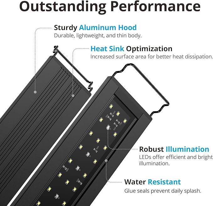 NICREW C10 Plants LED Aquarium Light, 48-60 in, 32 Watts, Full Spectrum Fish Tank Light with Timer, Day and Night Cycle, Brightness Adjustable